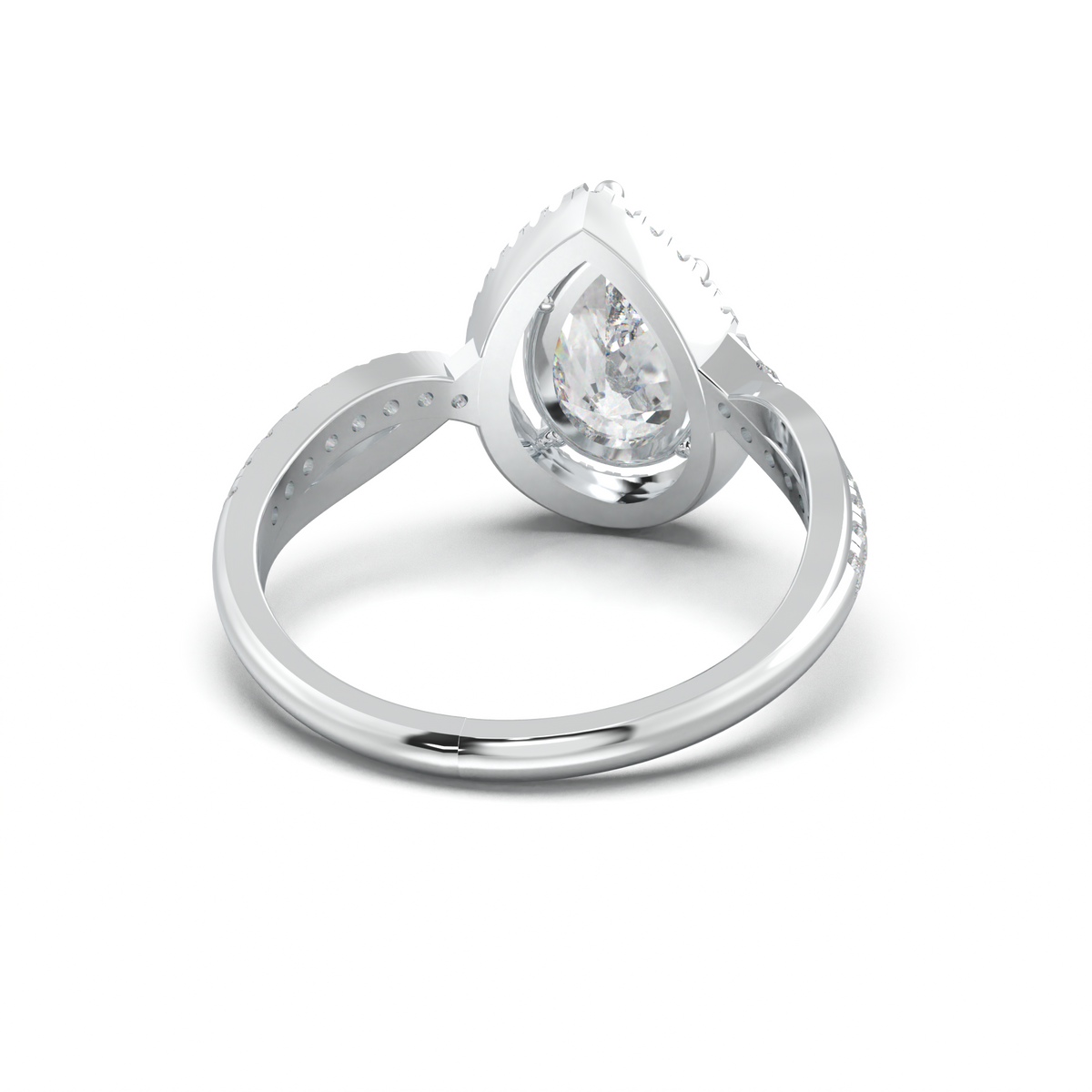 Pear Halo Twisted Pavé Engagement Ring