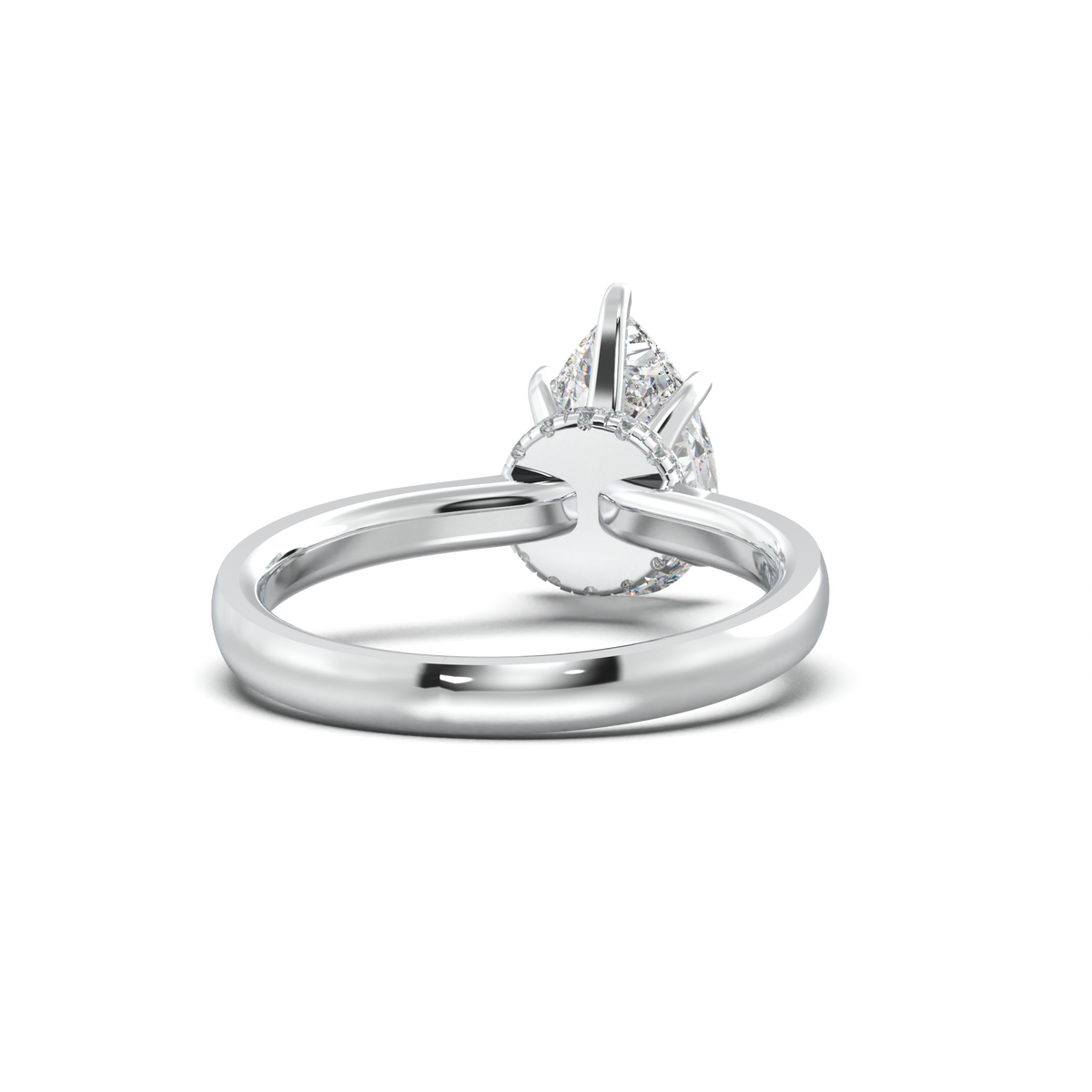 Pear Hidden Halo Engagement Ring