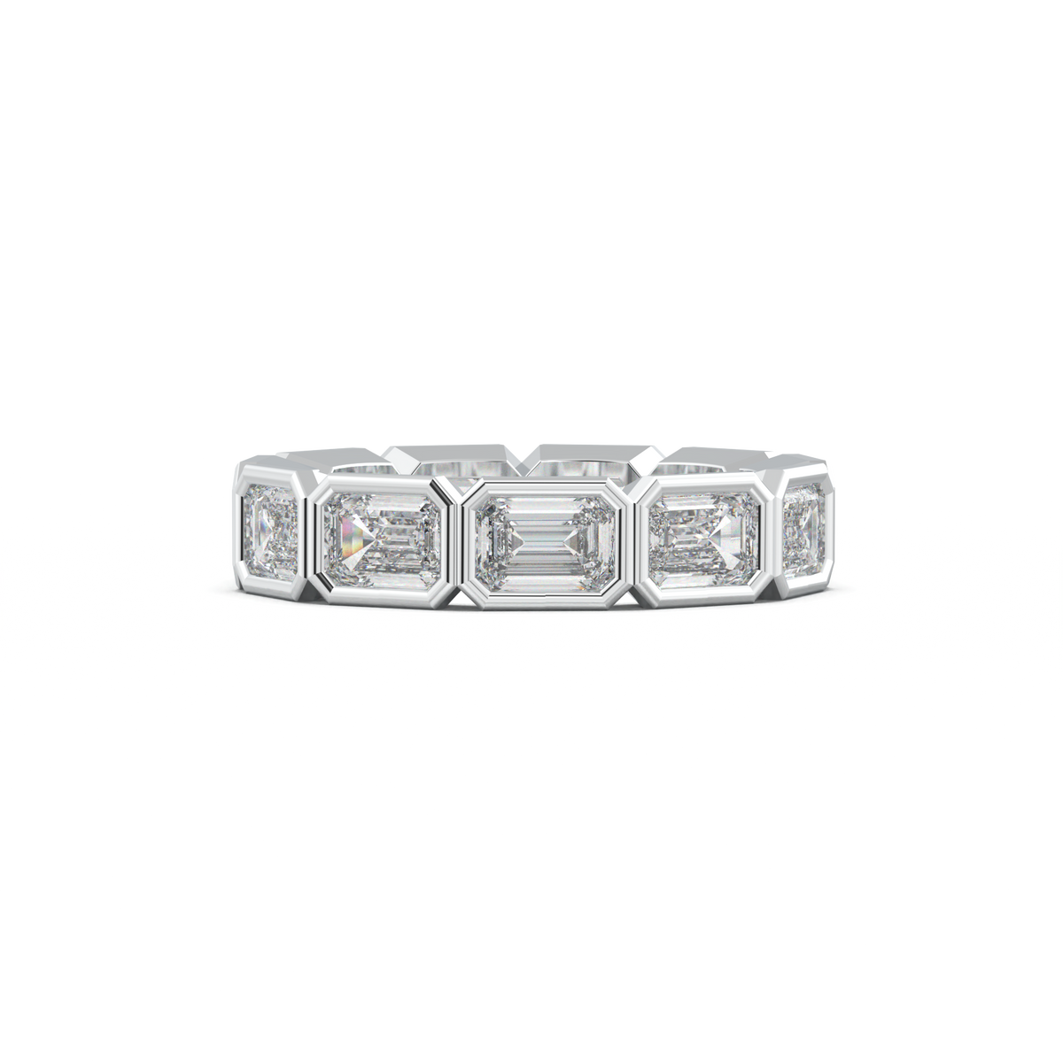 Emerald-Cut Bezel-Style Eternity Wedding Band