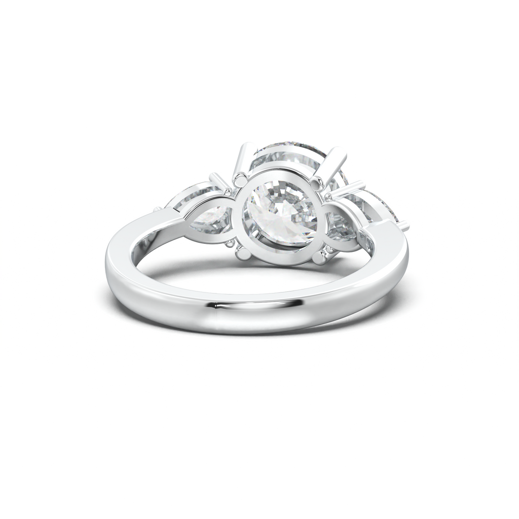 Round Pear Three-Stone Engagement Ring