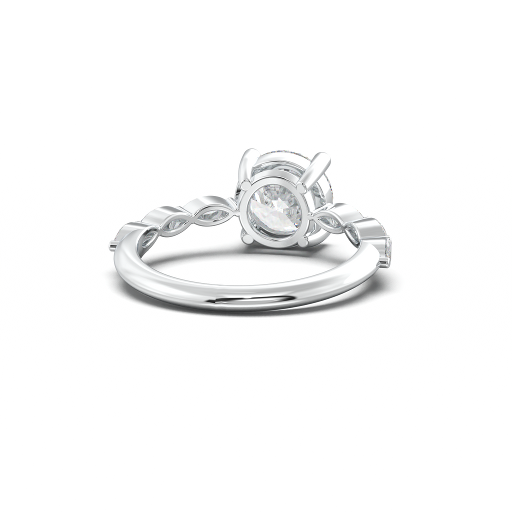 Round Marquise Side-Stone Engagement Ring