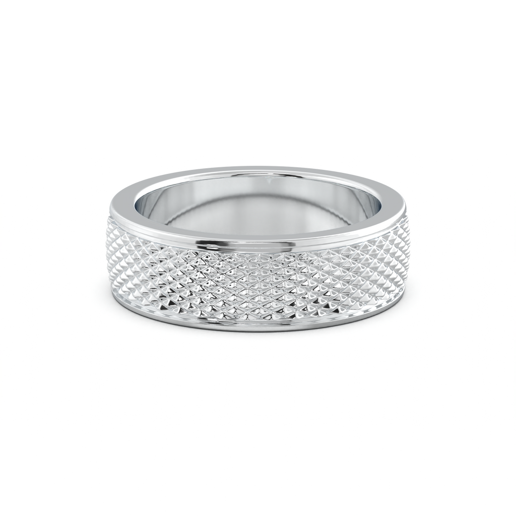 Diamond-Cut Textured Men's Wedding Band