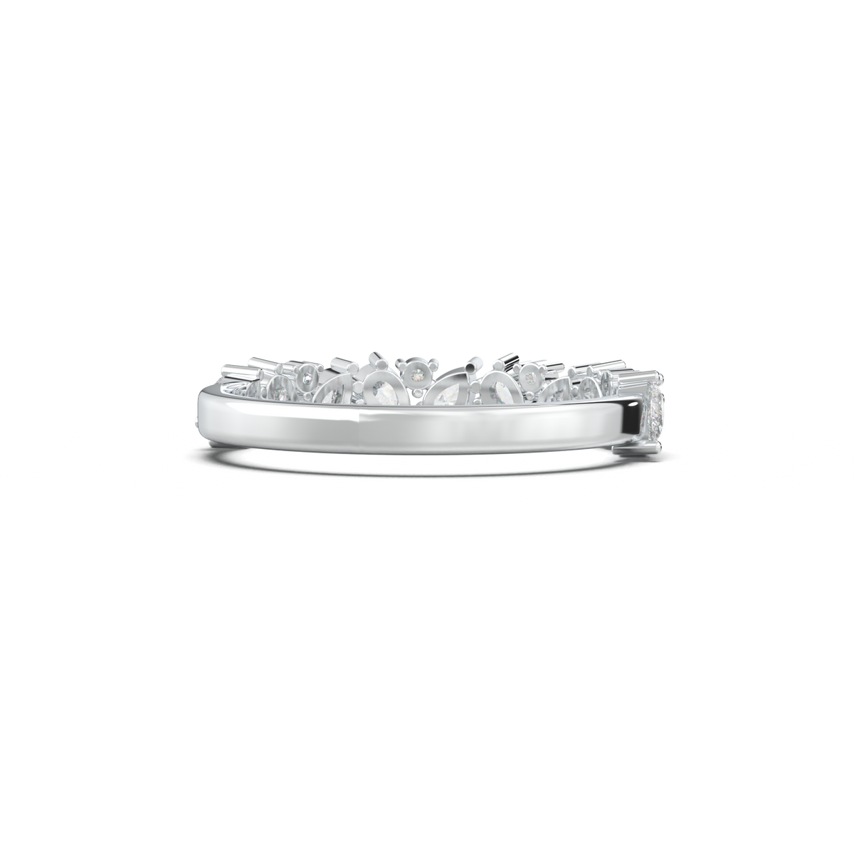 Alternating Pear & Round Half-Eternity Wedding Band