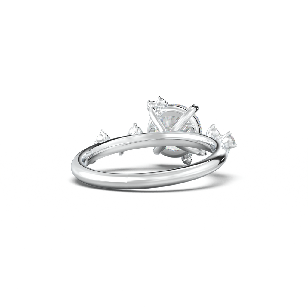 Round Botanical Accent Engagement Ring