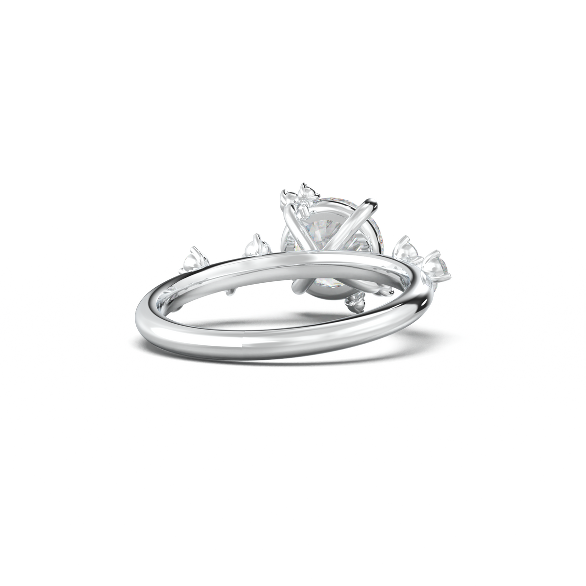 Round Botanical Accent Engagement Ring
