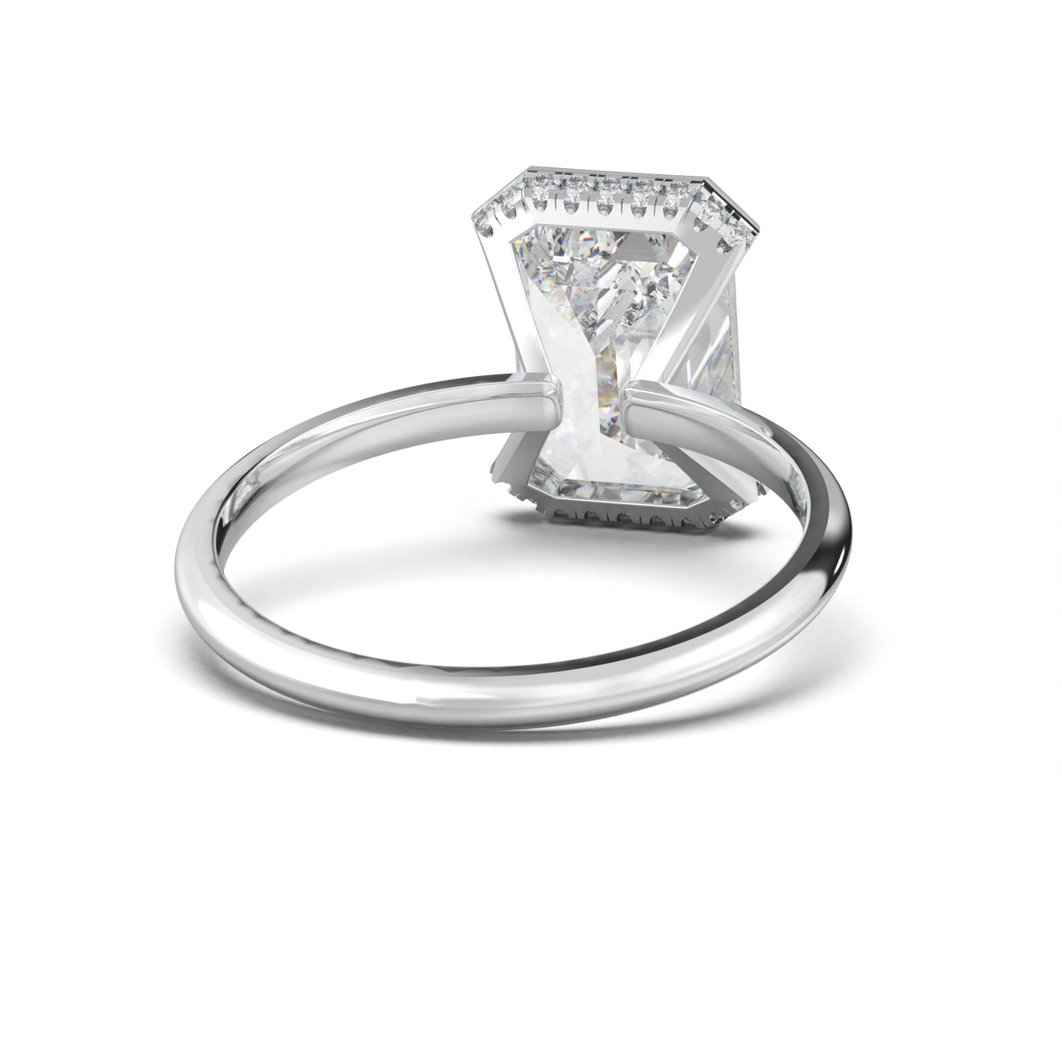 Emerald Hidden Halo Engagement Ring