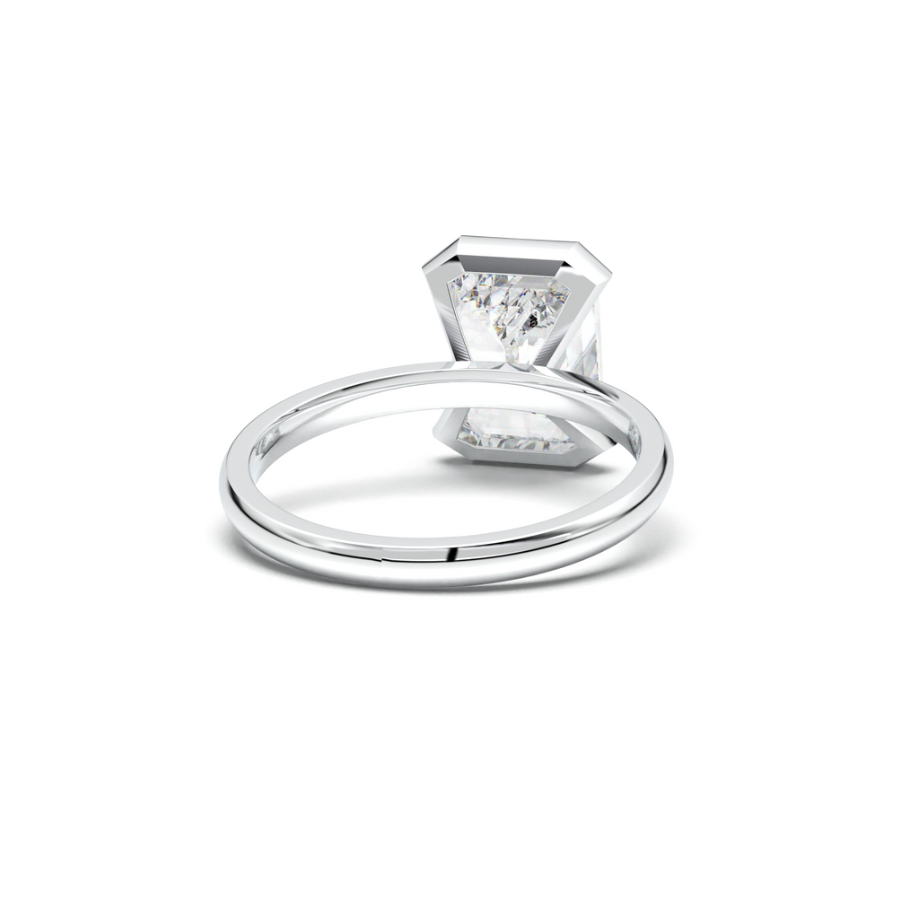 Emerald Cut Half-Bezel Engagement Ring