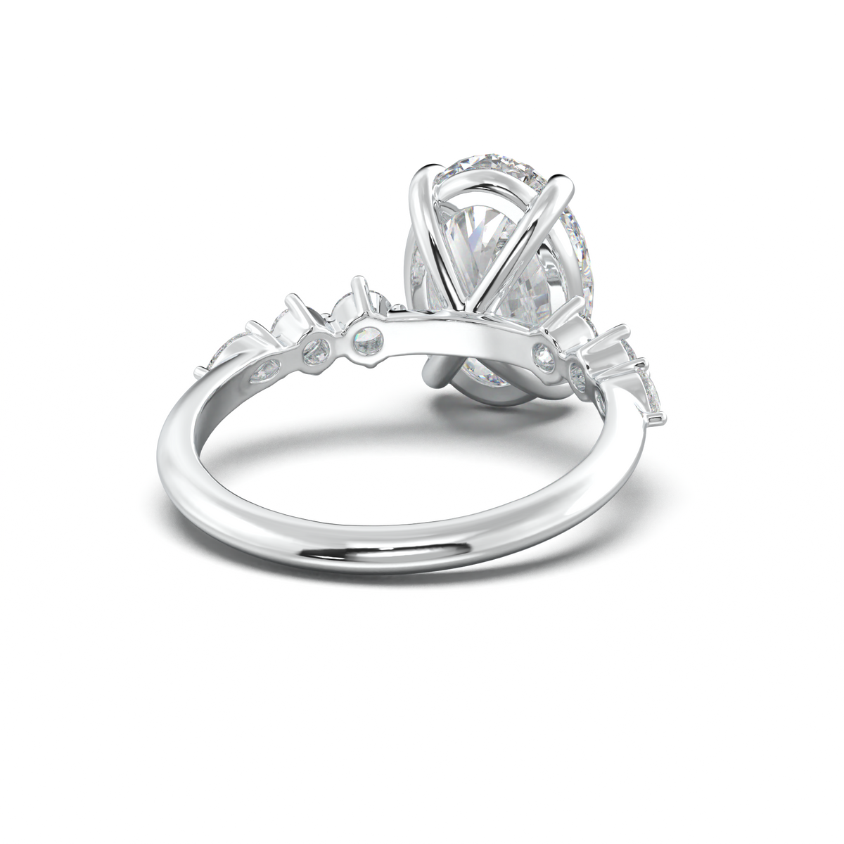 Oval Pear-Accent Engagement Ring