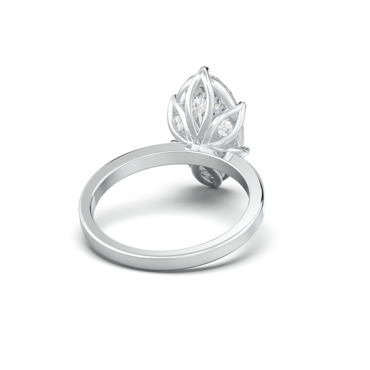 Oval Diamond-Accent Gallery Engagement Ring