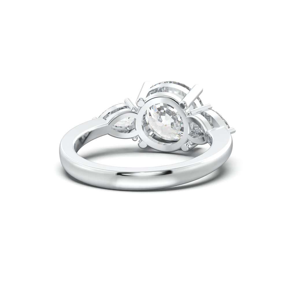 Round Pear Three-Stone Engagement Ring