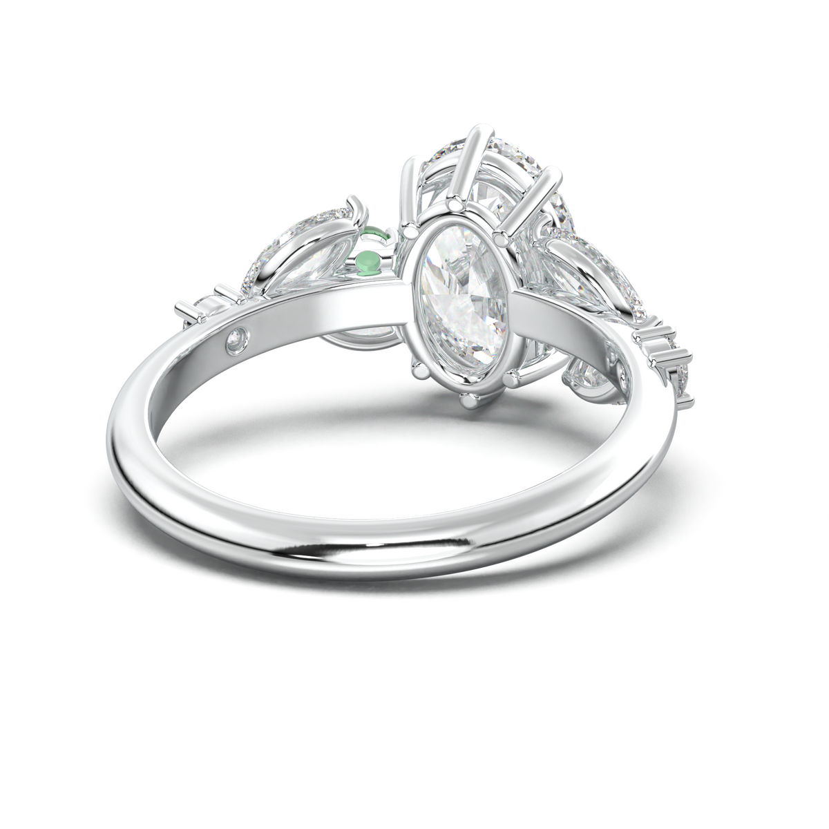 Oval Marquise-Accent Engagement Ring