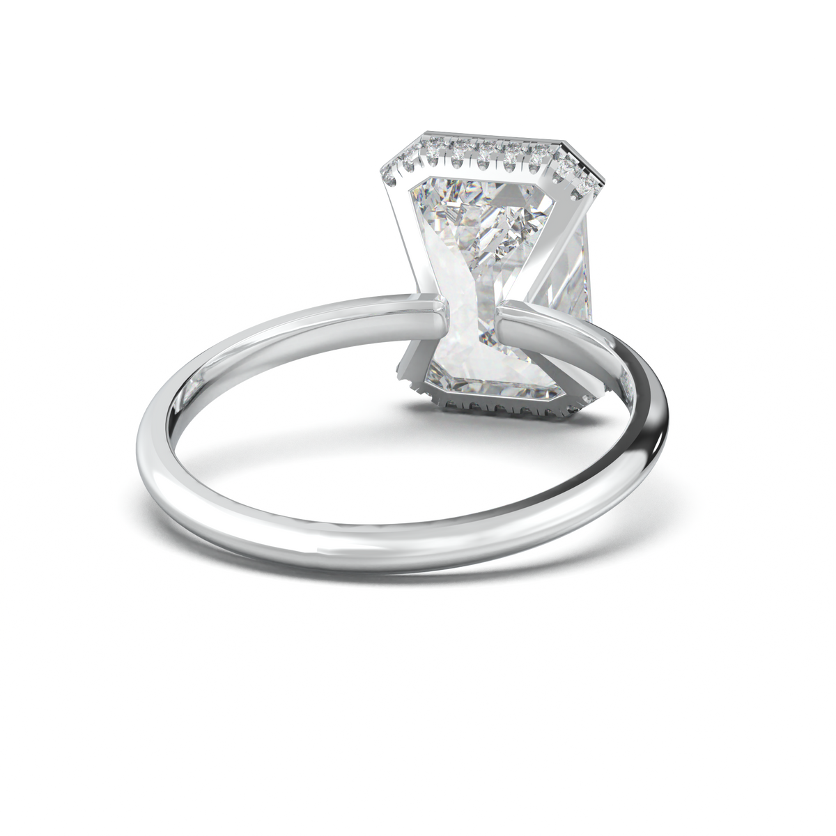 Emerald Hidden Halo Engagement Ring