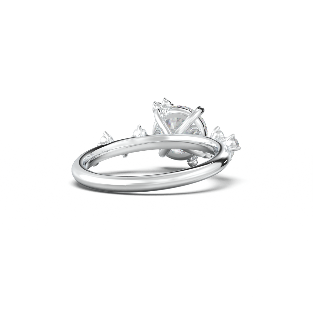 Round Botanical Accent Engagement Ring