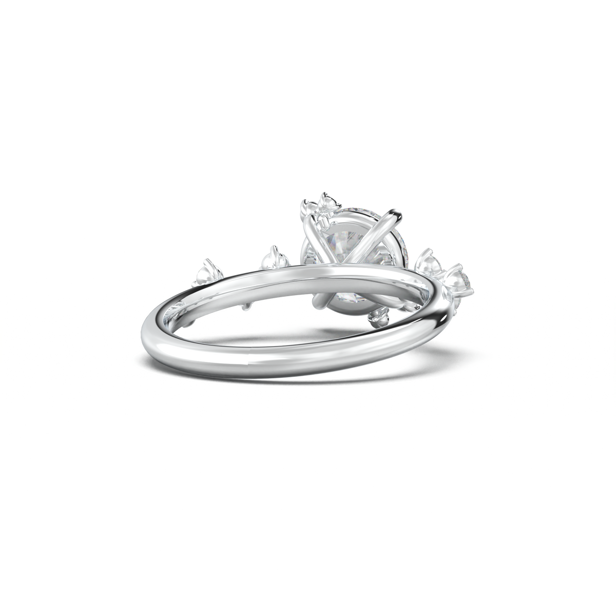 Round Botanical Accent Engagement Ring