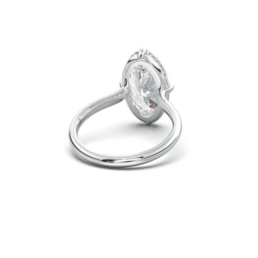 Elongated Moval Solitaire Engagement Ring