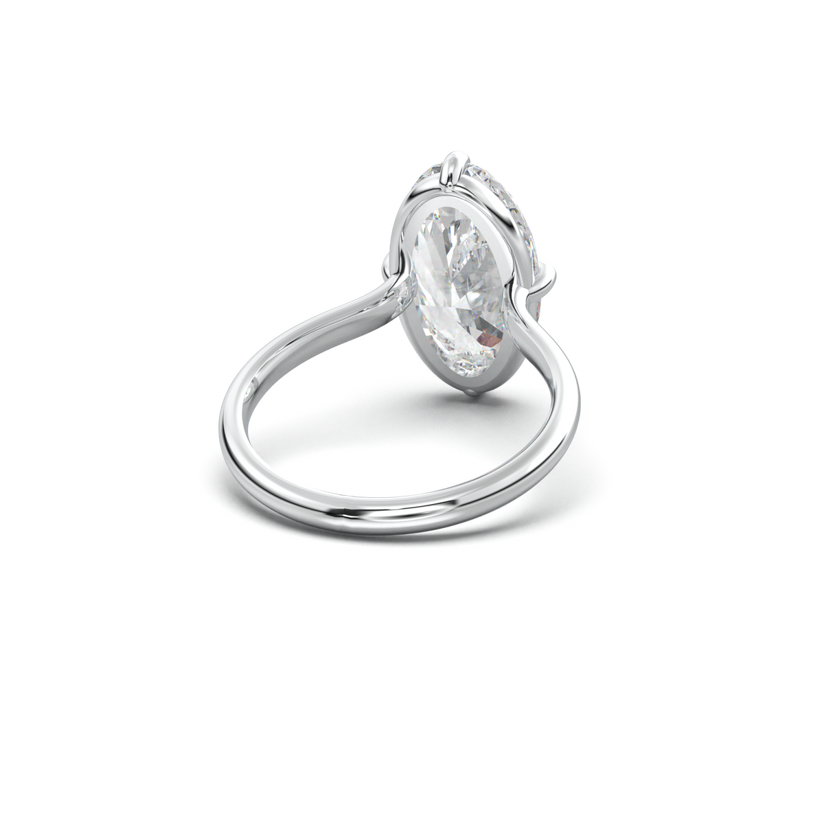 Elongated Moval Solitaire Engagement Ring