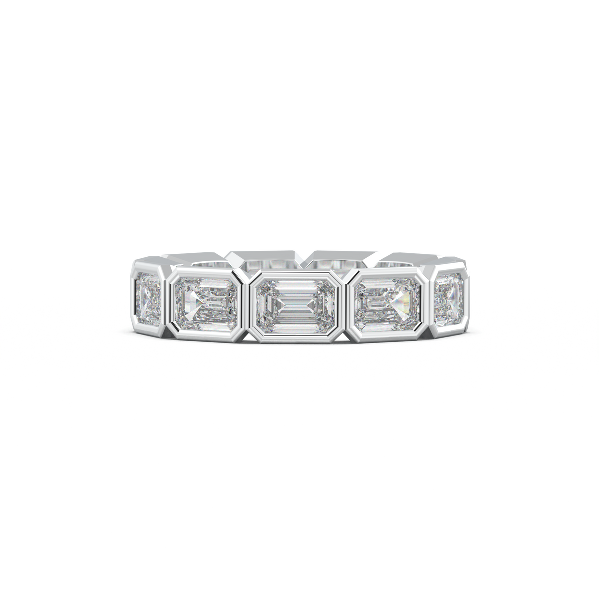 Emerald-Cut Bezel-Style Eternity Wedding Band