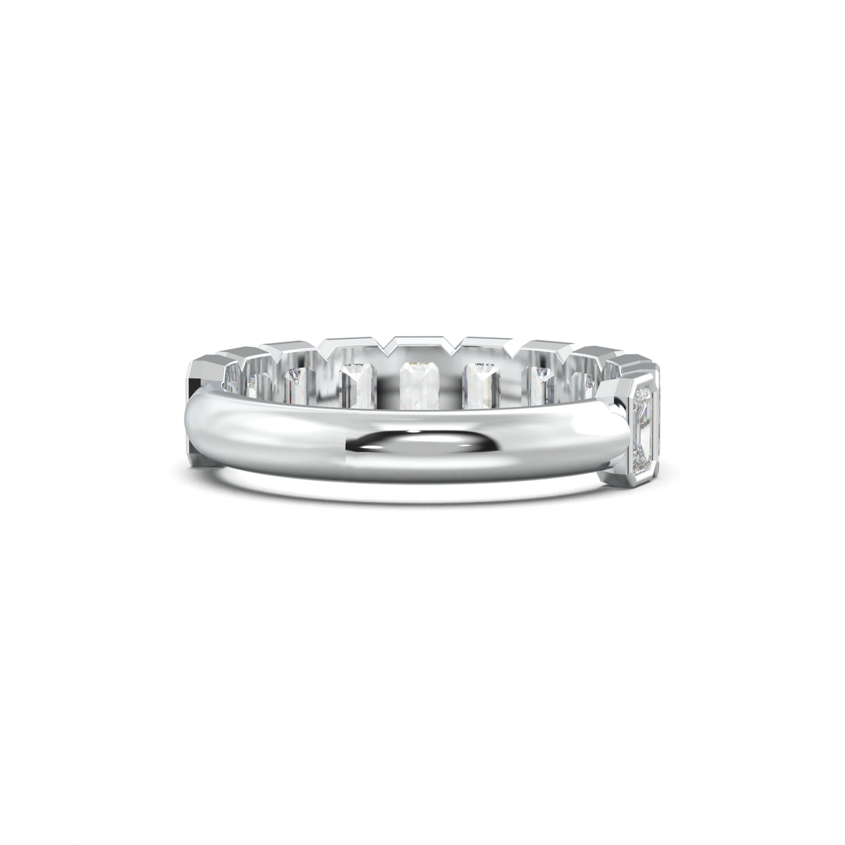 Emerald Bezel Half-Eternity Wedding Band