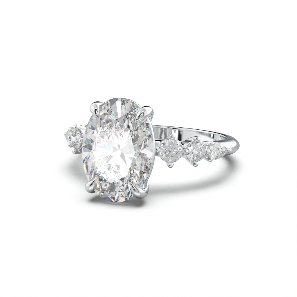 Oval Pear-Accent Engagement Ring