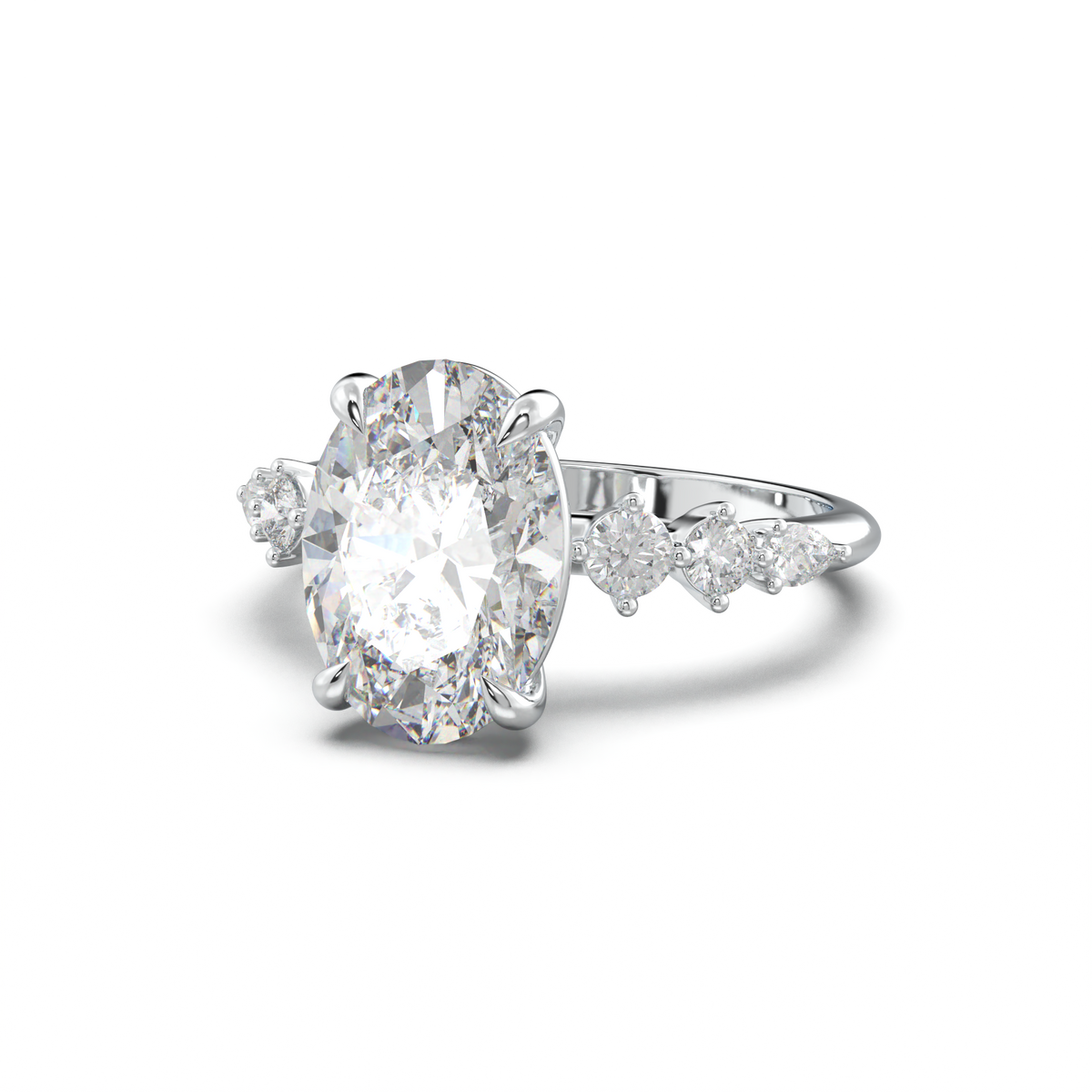Oval Pear-Accent Engagement Ring