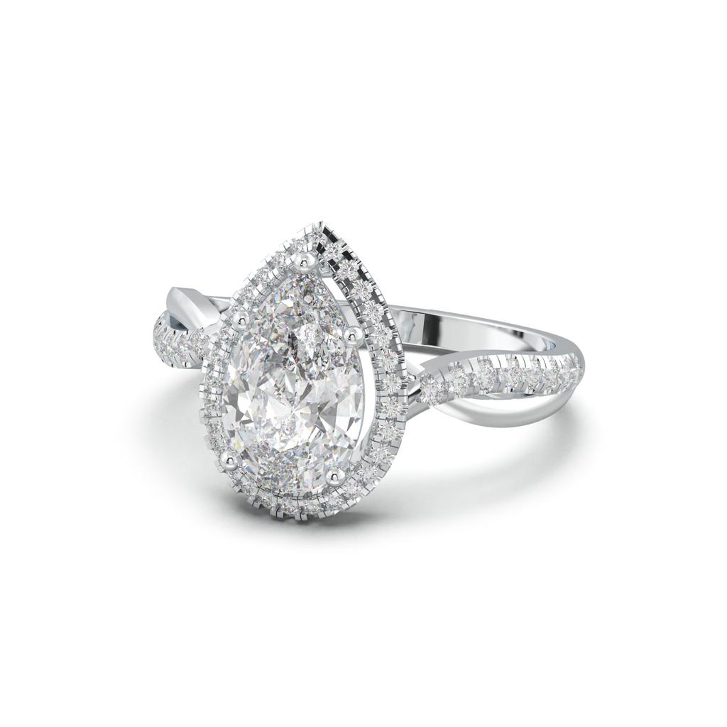 Pear Halo Twisted Pavé Engagement Ring