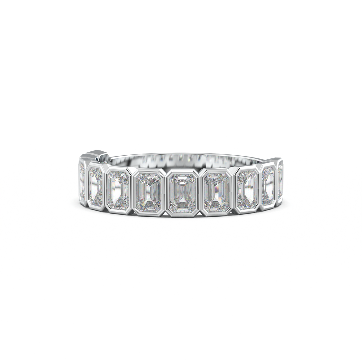 Emerald Bezel Half-Eternity Wedding Band
