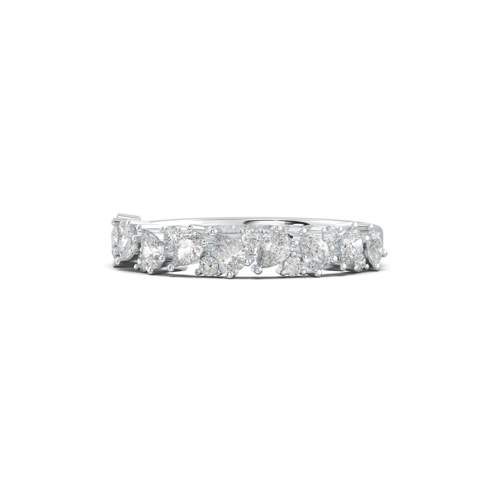 Alternating Pear & Round Half-Eternity Wedding Band