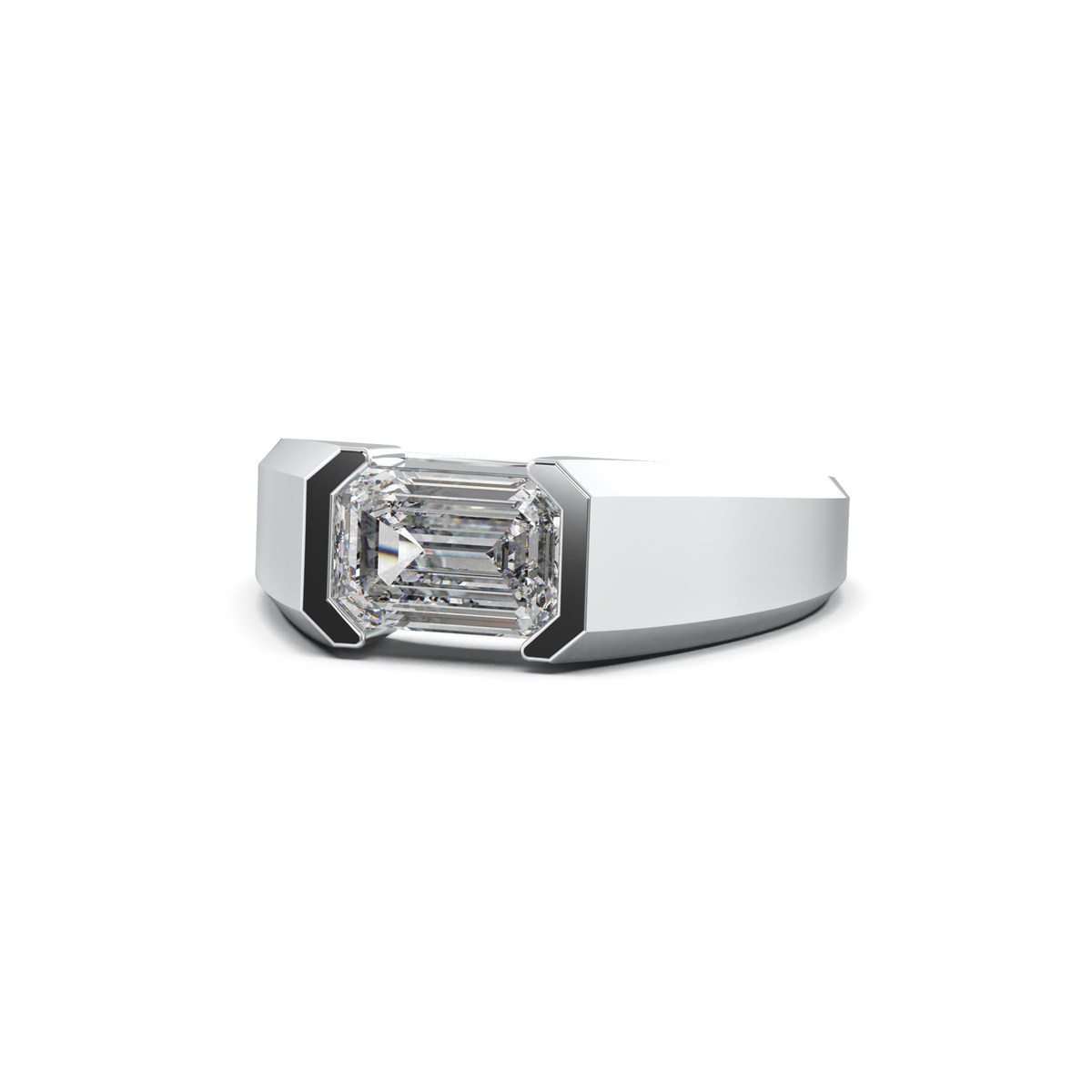 East-West Emerald Men's Ring