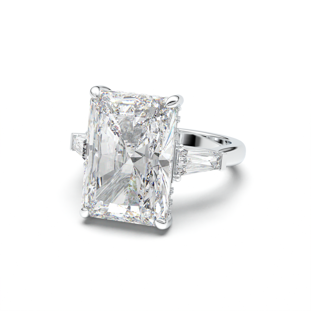 Radiant Baguette Hidden Halo Engagement Ring