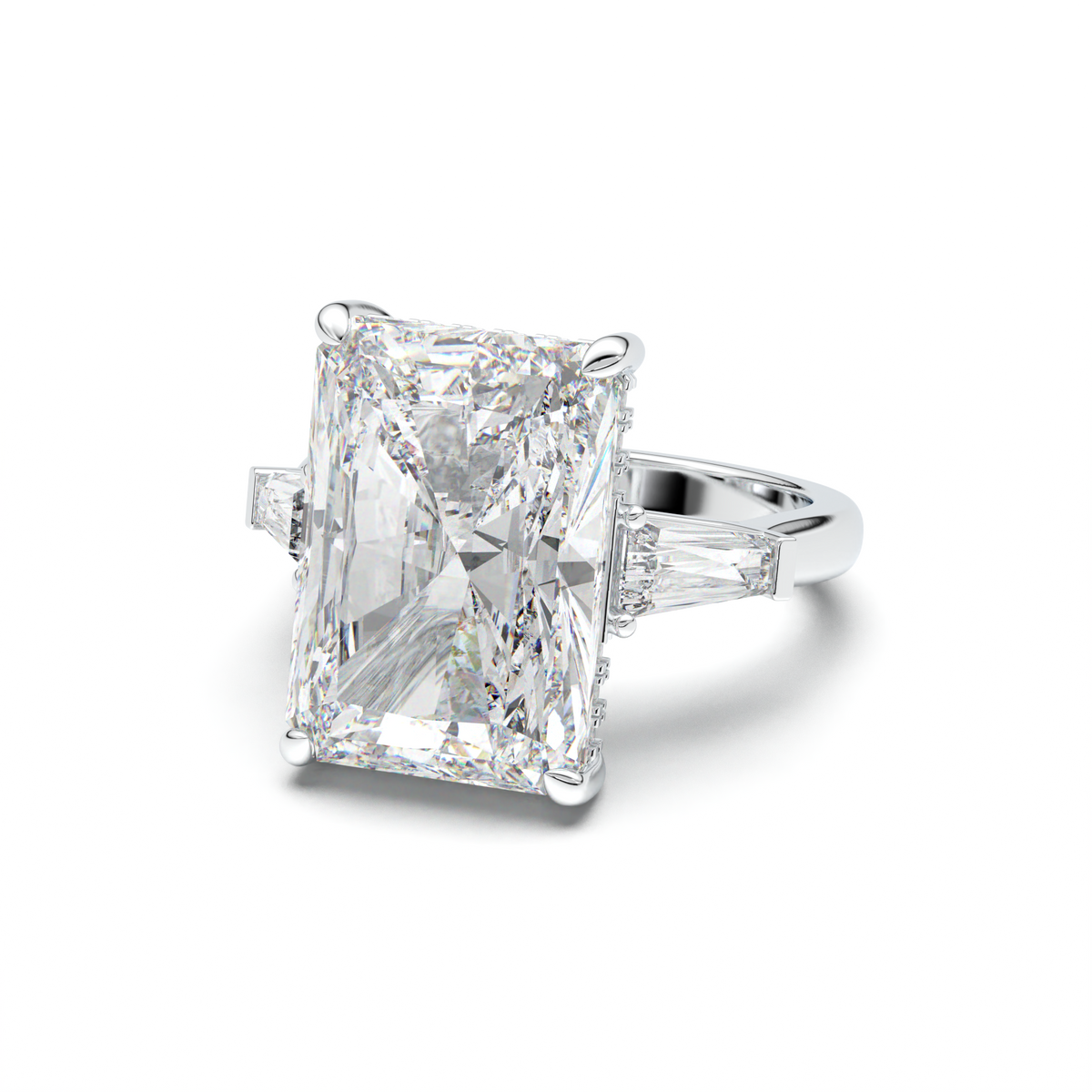 Radiant Baguette Hidden Halo Engagement Ring