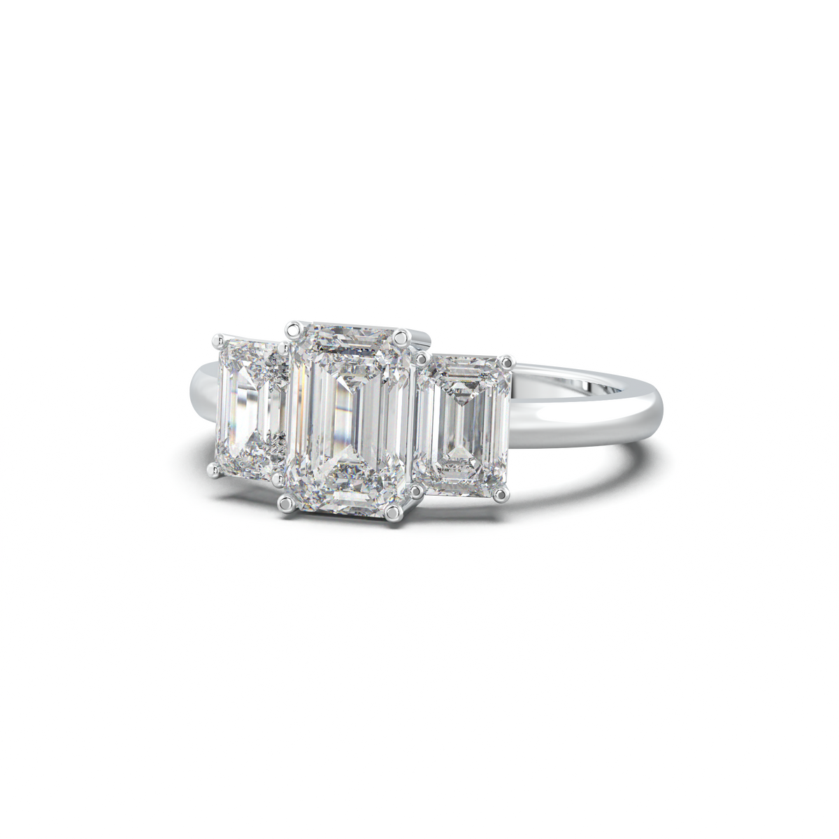 Emerald Three-Stone Engagement Ring