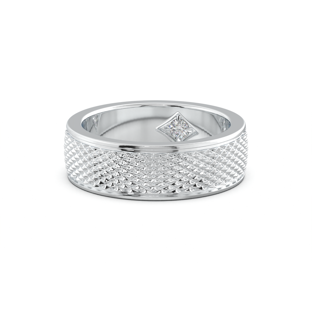 Diamond-Cut Textured Men's Wedding Band