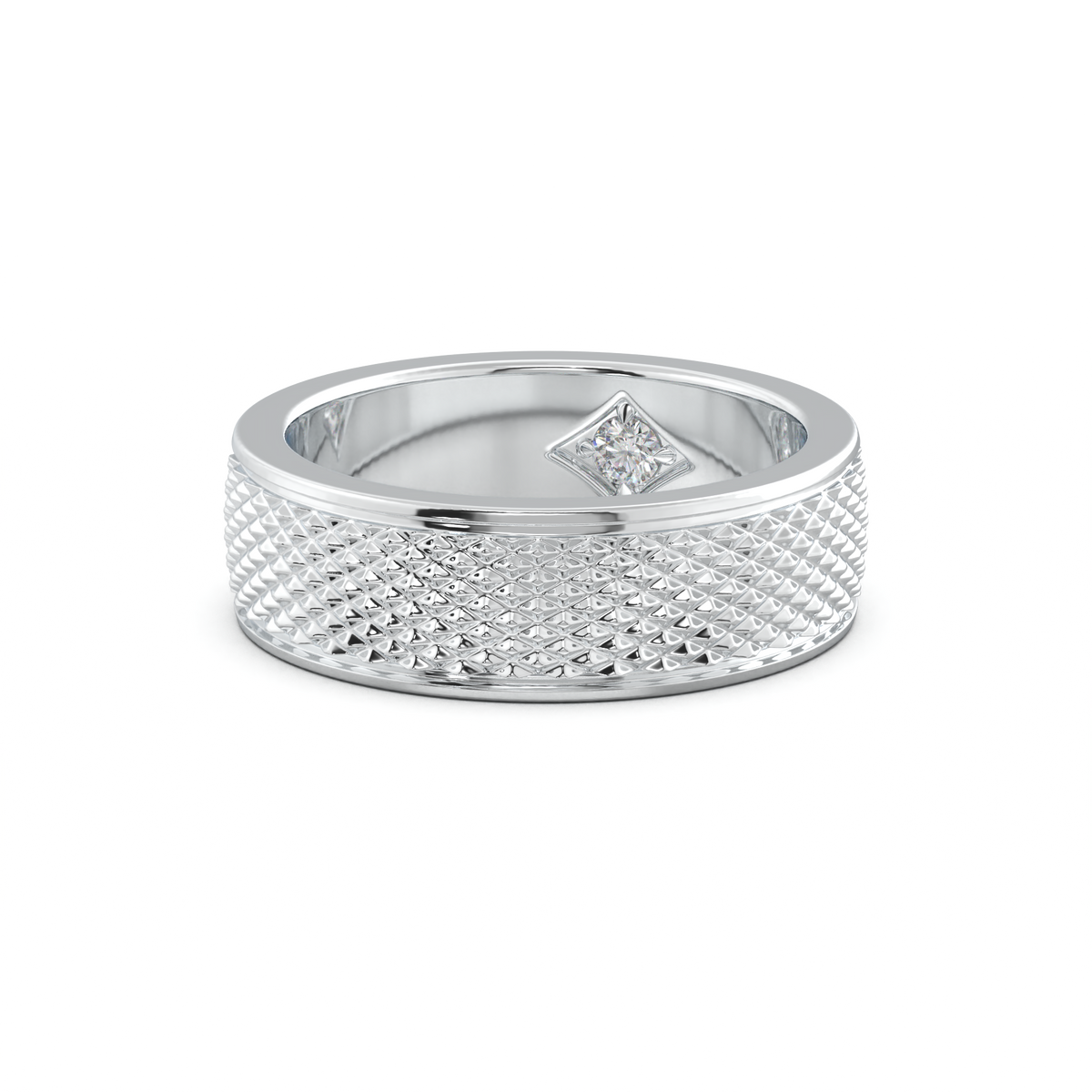 Diamond-Cut Textured Men's Wedding Band