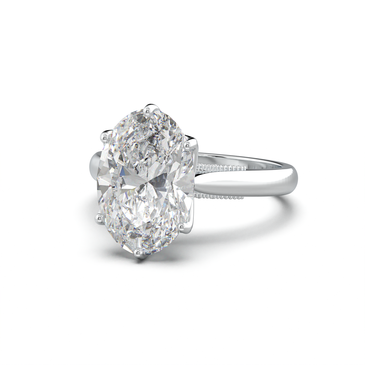 Oval Tulip Setting Hidden bridge Halo Engagement Ring