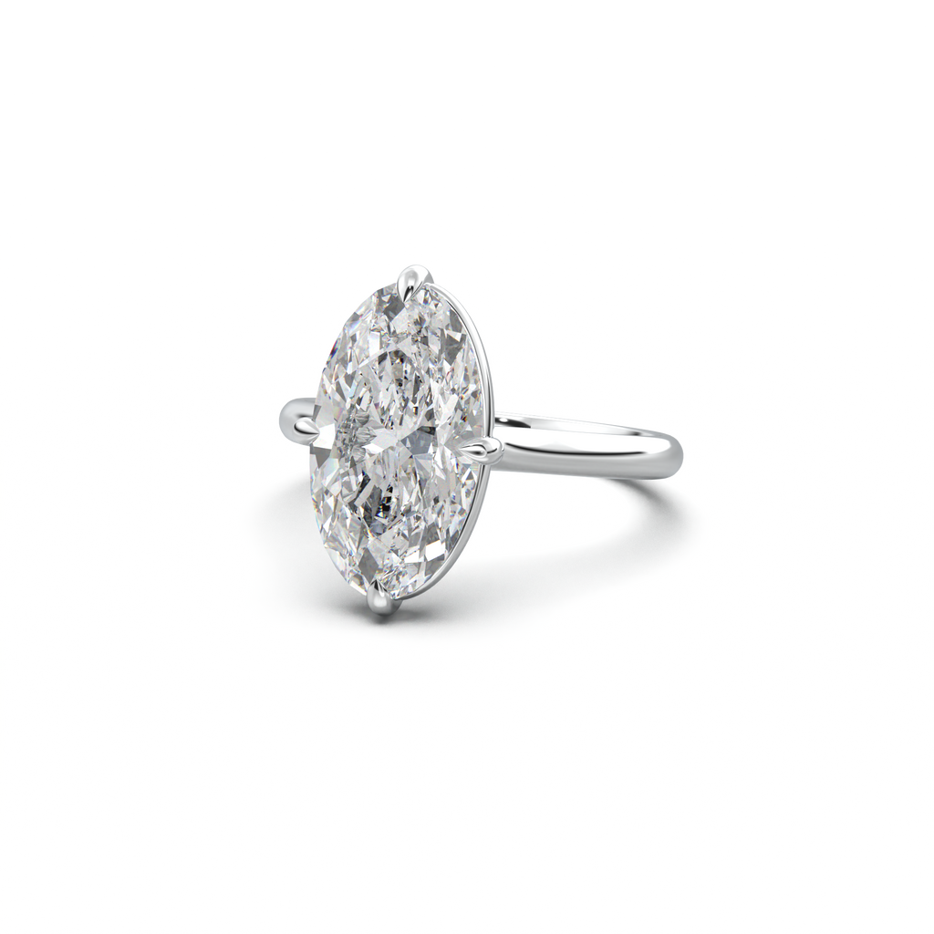 Elongated Moval Solitaire Engagement Ring