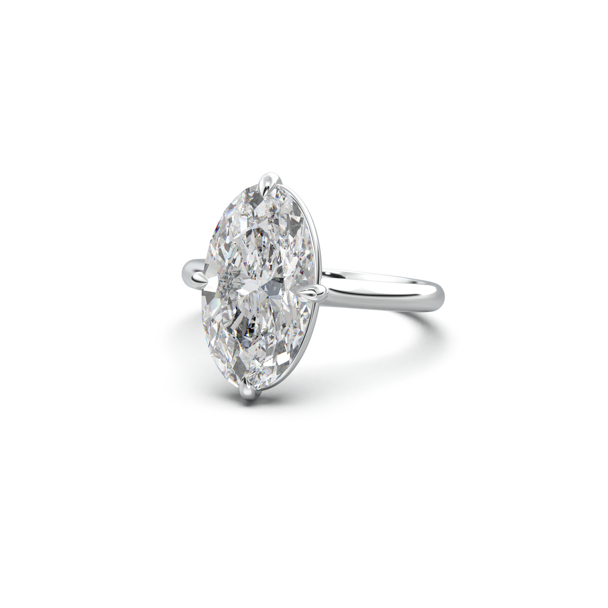 Elongated Moval Solitaire Engagement Ring