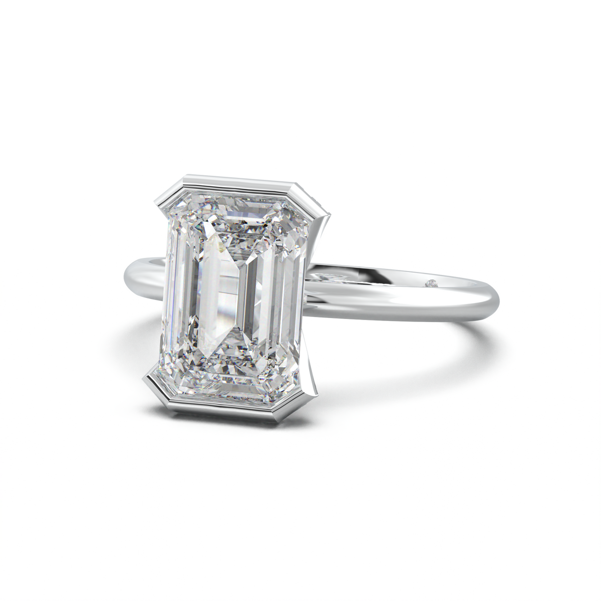 Emerald Hidden Halo Engagement Ring