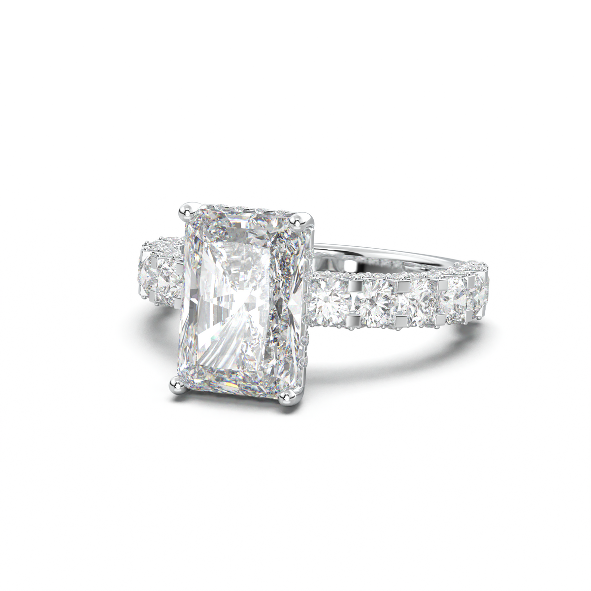 Radiant Diamond Band Engagement Ring