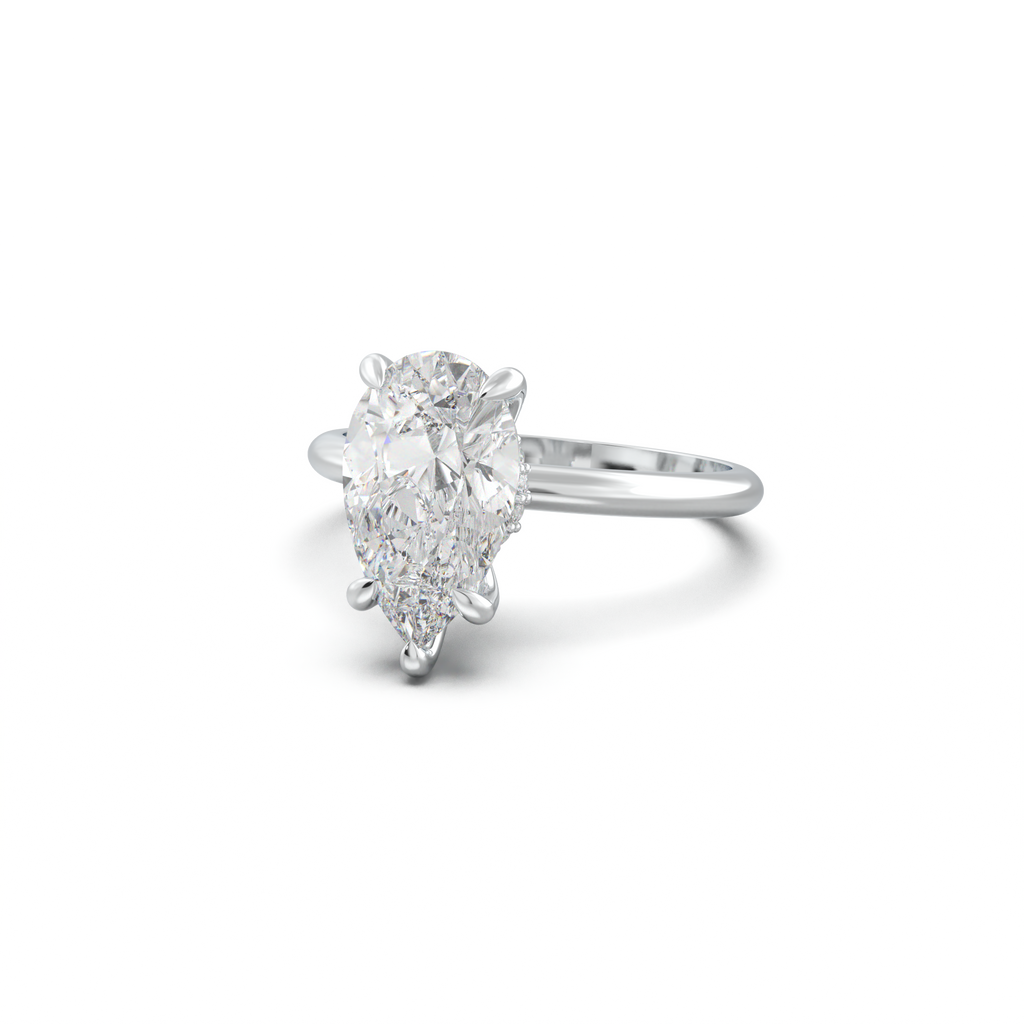 Pear Hidden Halo Engagement Ring