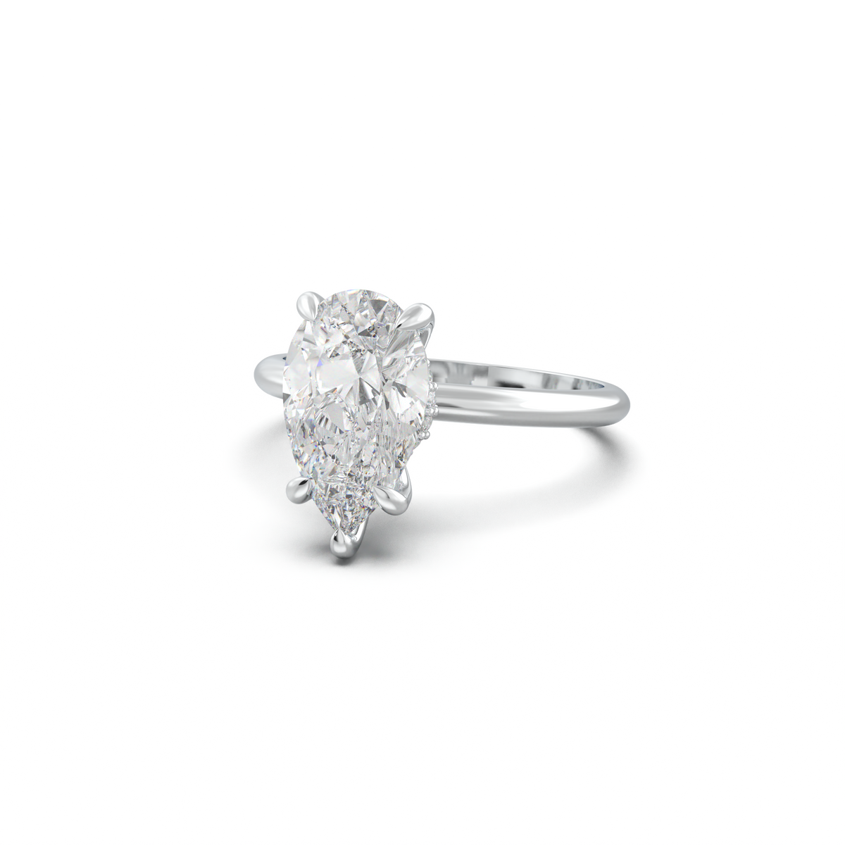 Pear Hidden Halo Engagement Ring
