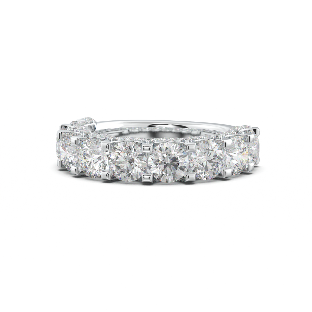 Round Diamond Pavé-Edge Wedding Band