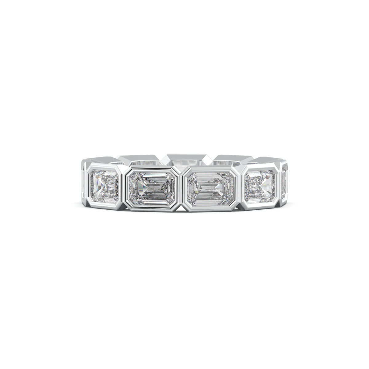 Emerald-Cut Bezel-Style Eternity Wedding Band