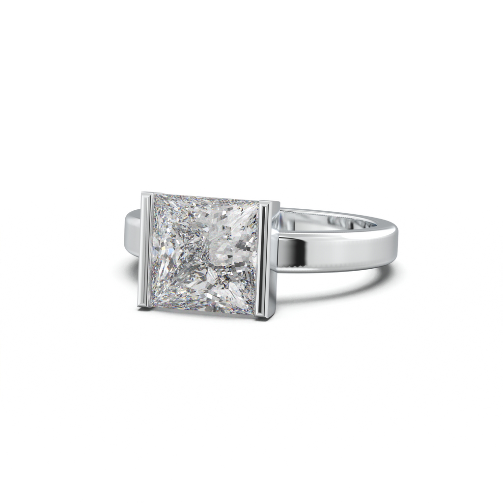 Princess Half-Bezel Engagement Ring