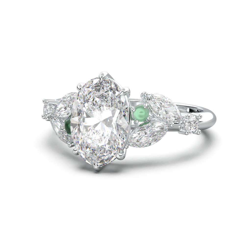 Oval Marquise-Accent Engagement Ring