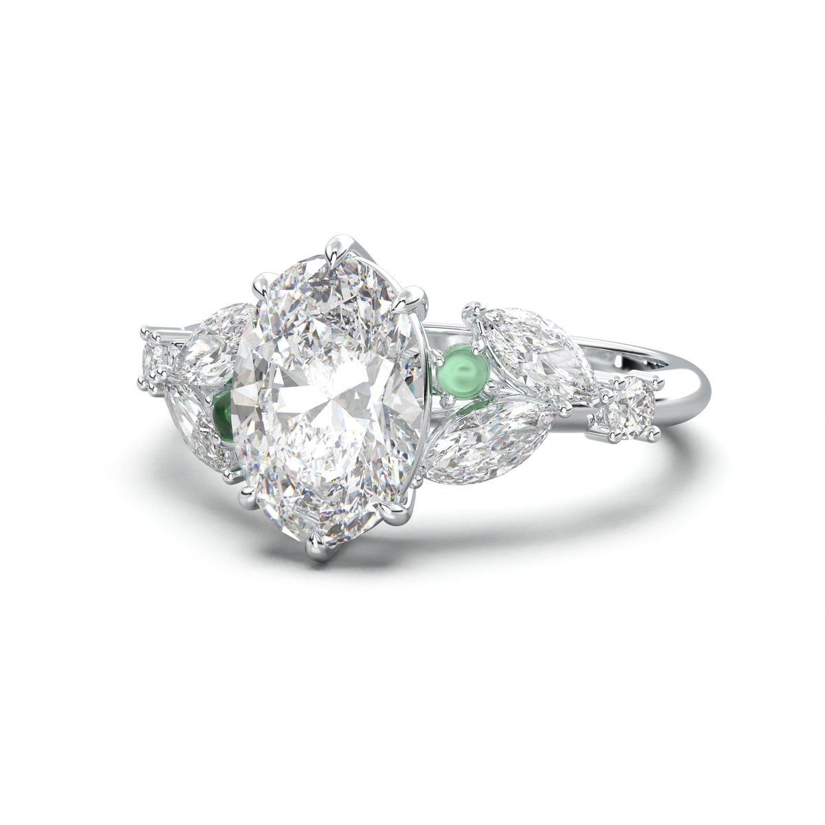 Oval Marquise-Accent Engagement Ring