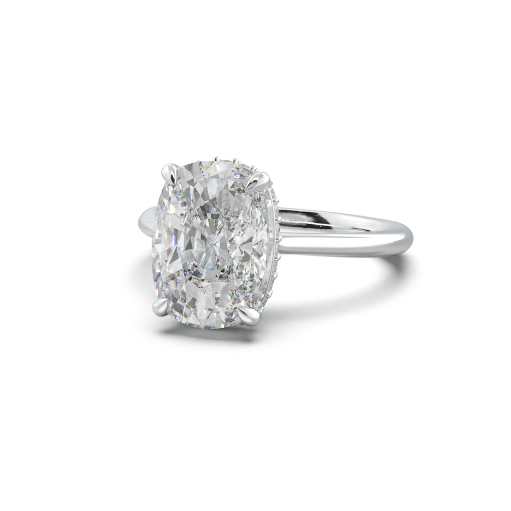 Cushion Hidden Halo Engagement Ring