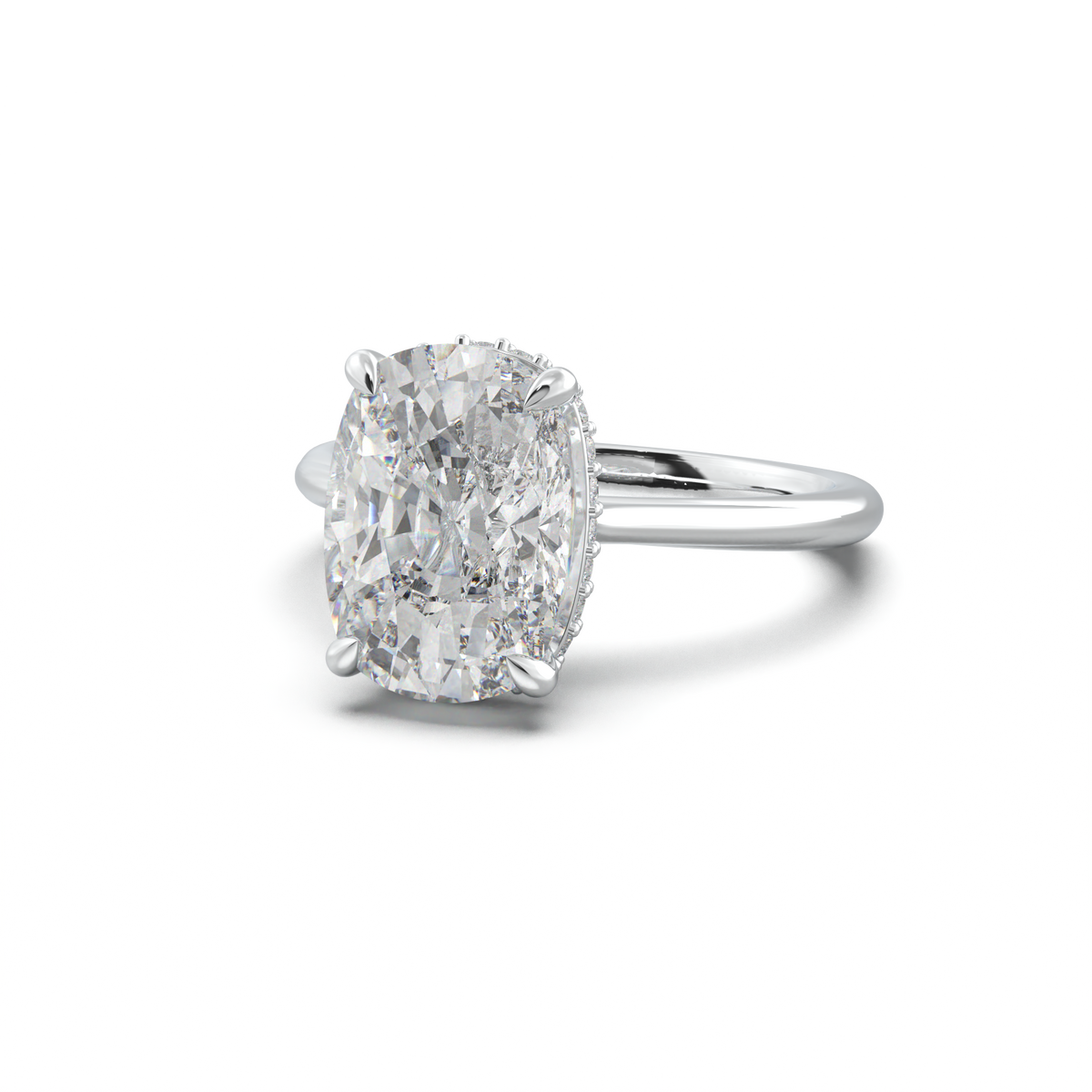 Cushion Hidden Halo Engagement Ring