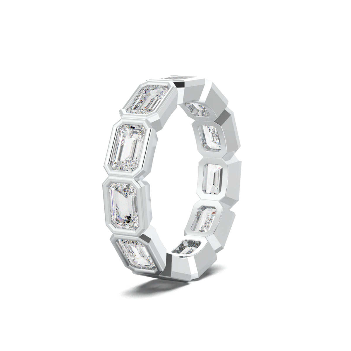 Emerald-Cut Bezel-Style Eternity Wedding Band
