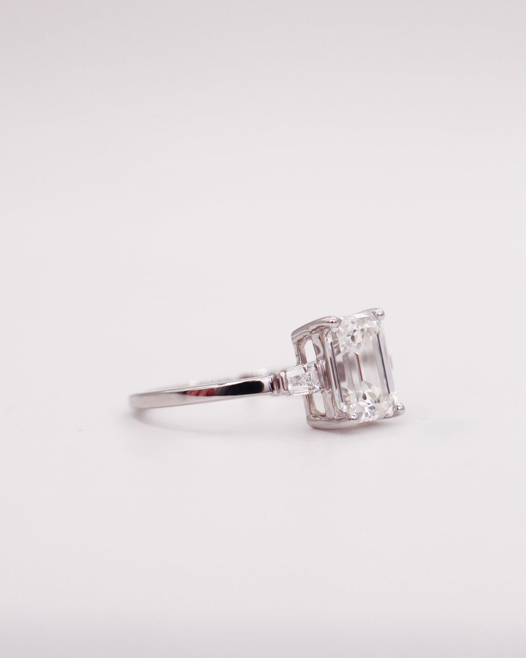 Trinity Emerald Tapered Baguette Ring