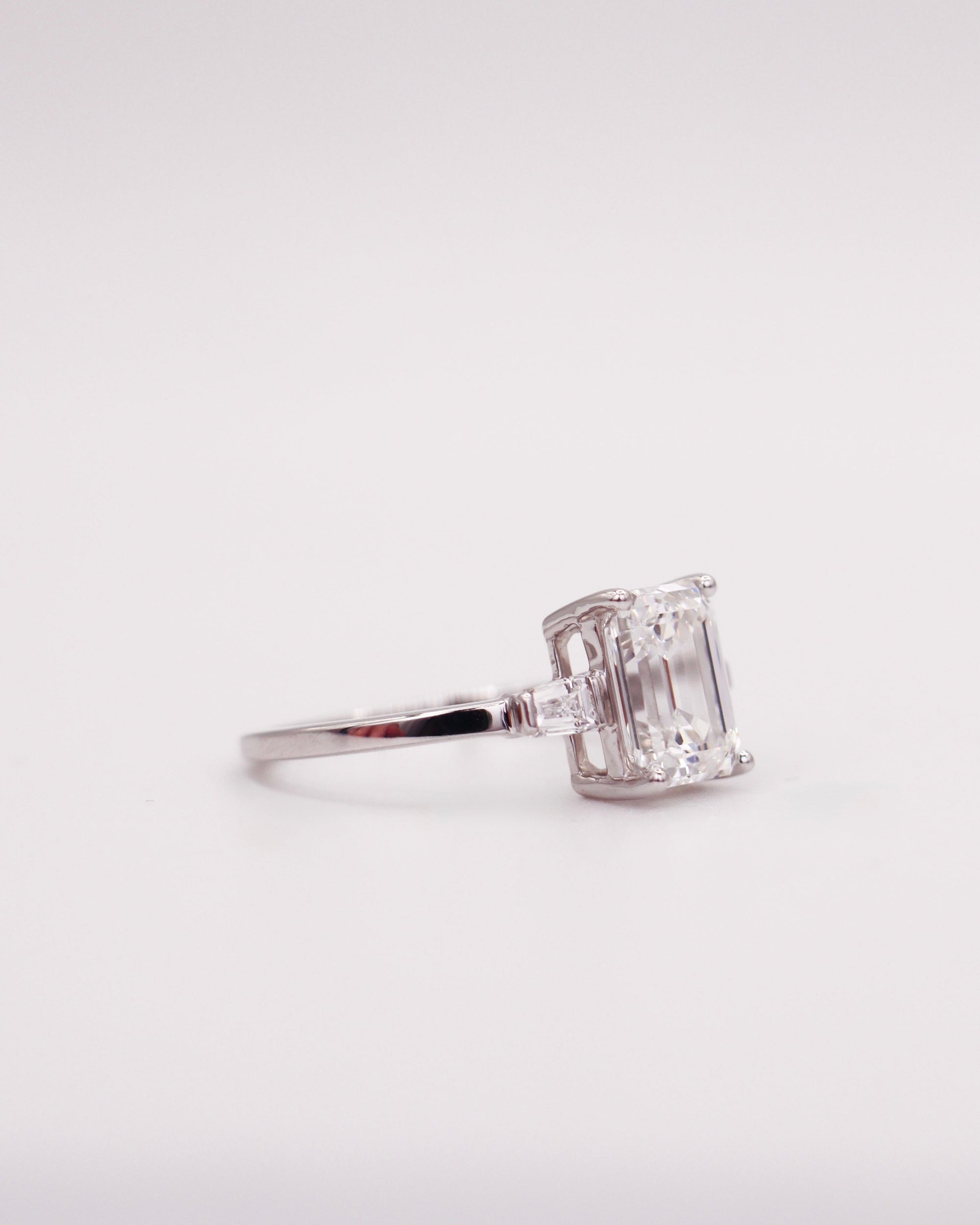Trinity Emerald Tapered Baguette Ring